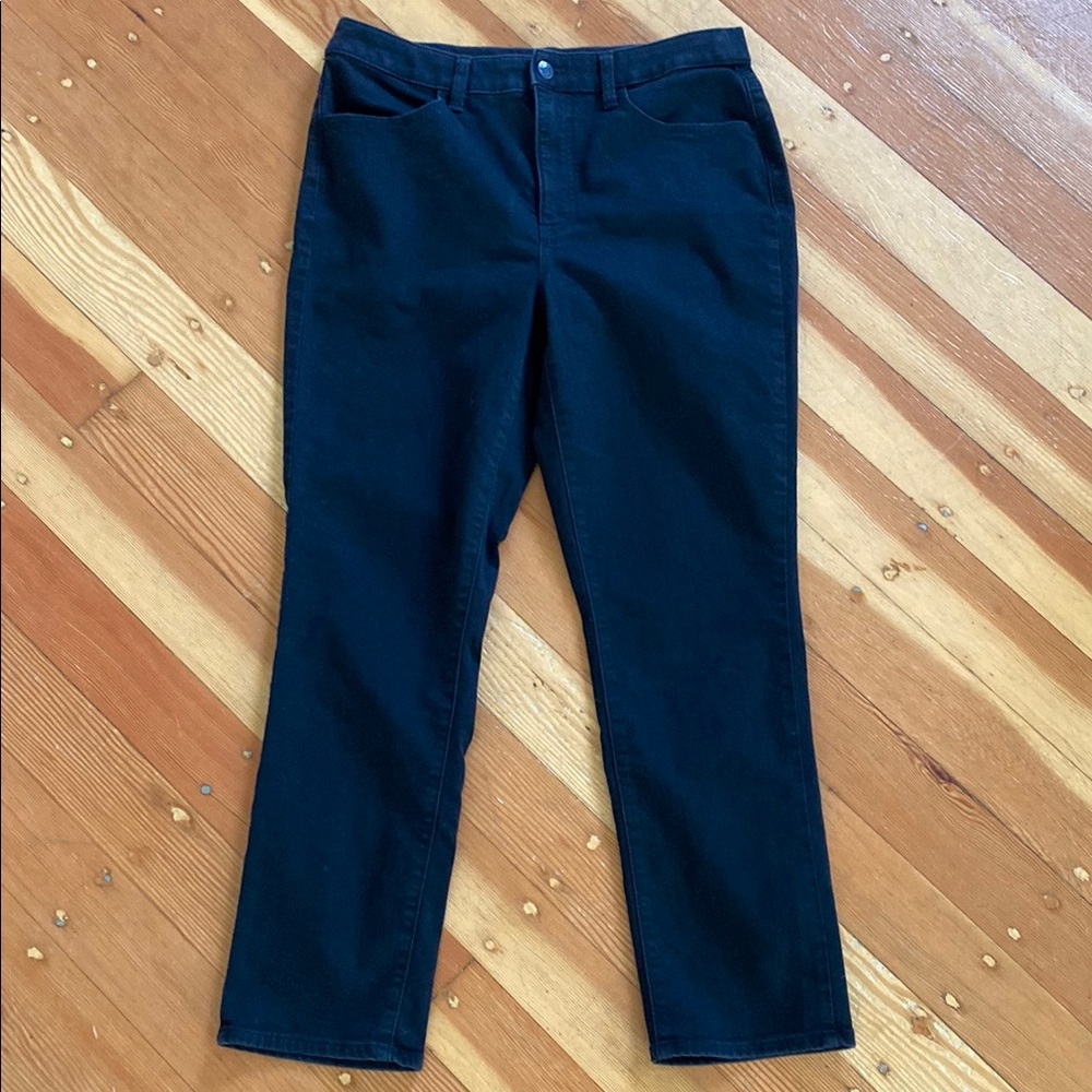 Talbots‎ Sculpt Straight Leg Jeans Black Stretch Denim 12 Petite